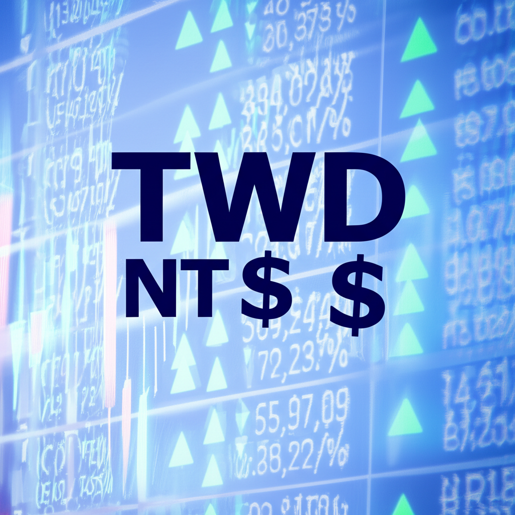 TWD貨幣代碼與符號NT$及$，背景為全球金融市場與ISO 4217標準，象徵台灣的官方貨幣
