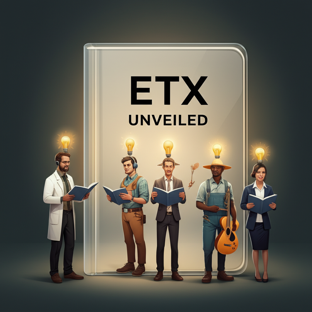 ETX電腦模組與載板整合示意圖：模組上可見CPU與連接埠，安裝於具備多種工業介面的載板上