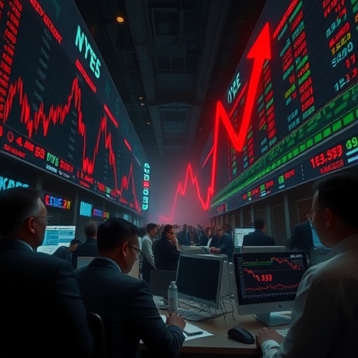 金融市場動盪場景 描述投資者面對市場恐慌與情緒波動