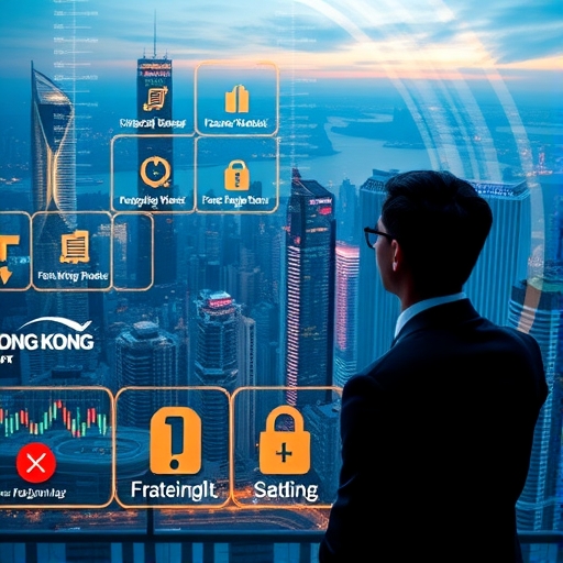高空俯瞰閃爍的香港夜景,象徵金融交易的活躍與動能