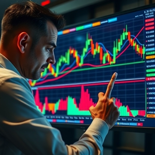 專業交易員專注分析包含諧波型態的複雜技術圖表