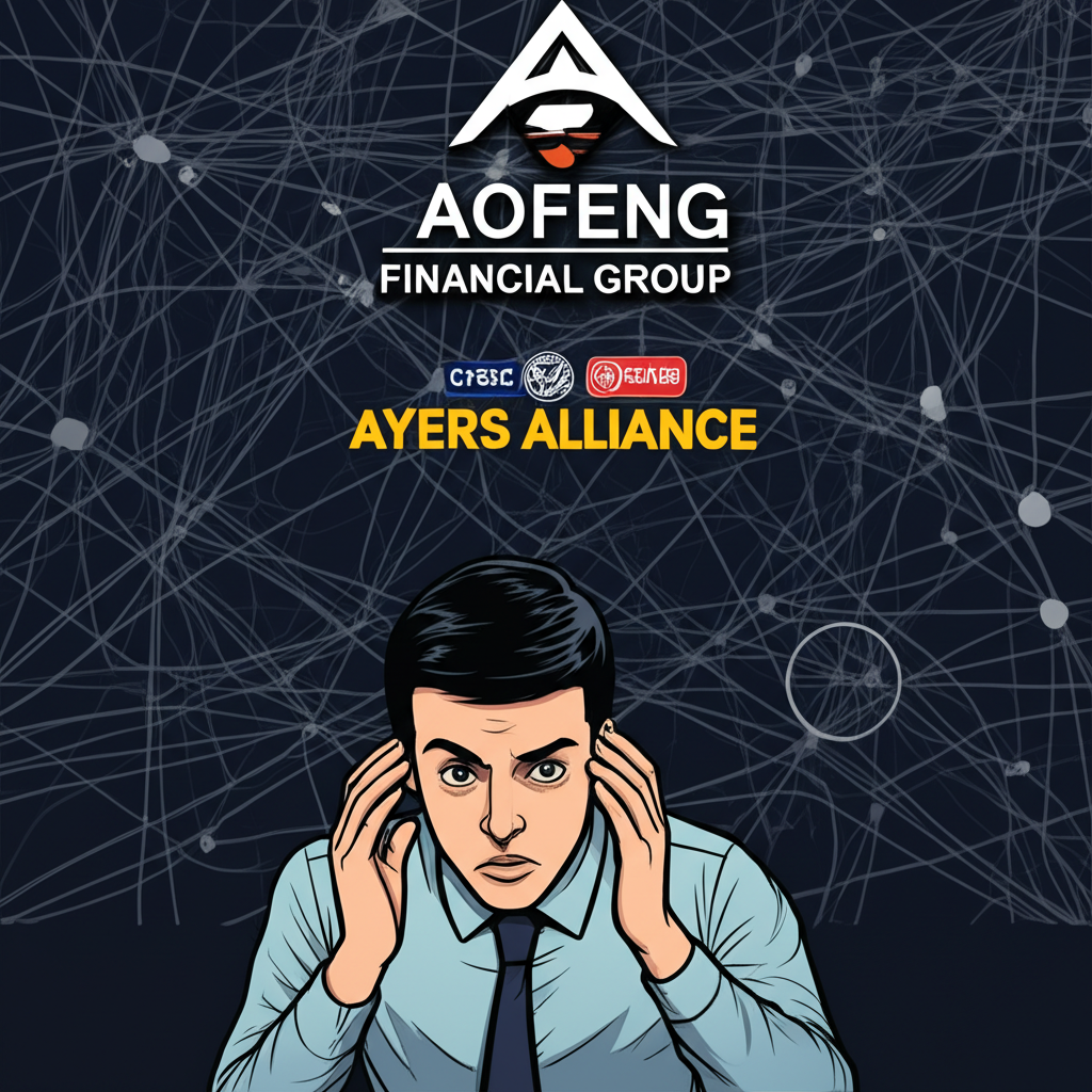 投資者在金融詐騙迷網中搜尋Ayers Alliance，背景為澳豐金融集團標誌與CySEC監管符號