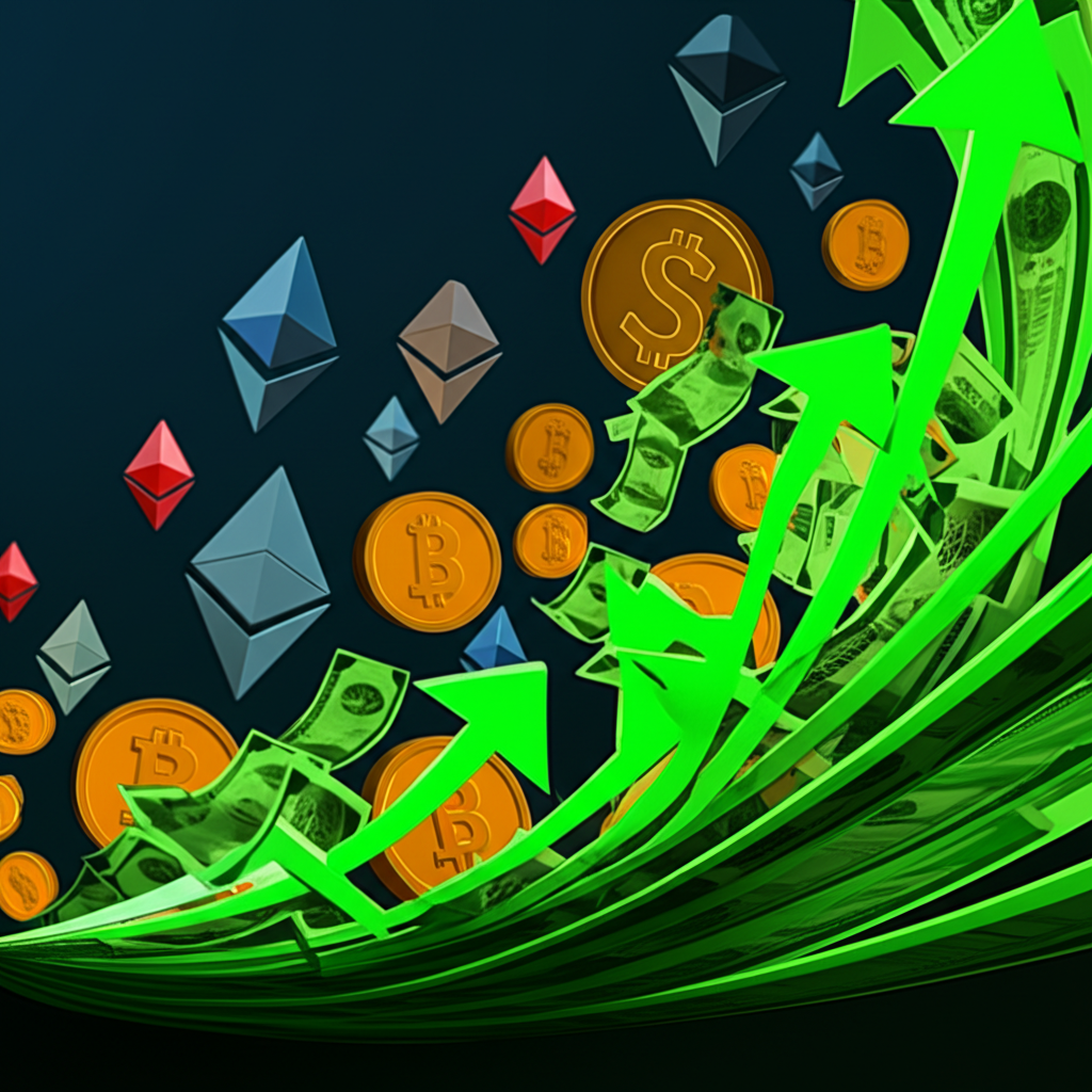 股票、加密貨幣與期貨等金融商品價格持續上漲，資金流入形成正向循環，展現多頭市場特徵