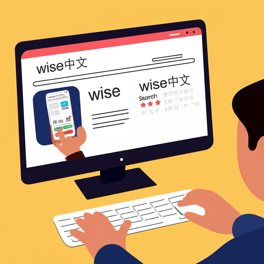 搜尋 Wise 中文顯示金融應用與詞典定義的雙重結果,象徵查詢的雙重視角與全面資訊