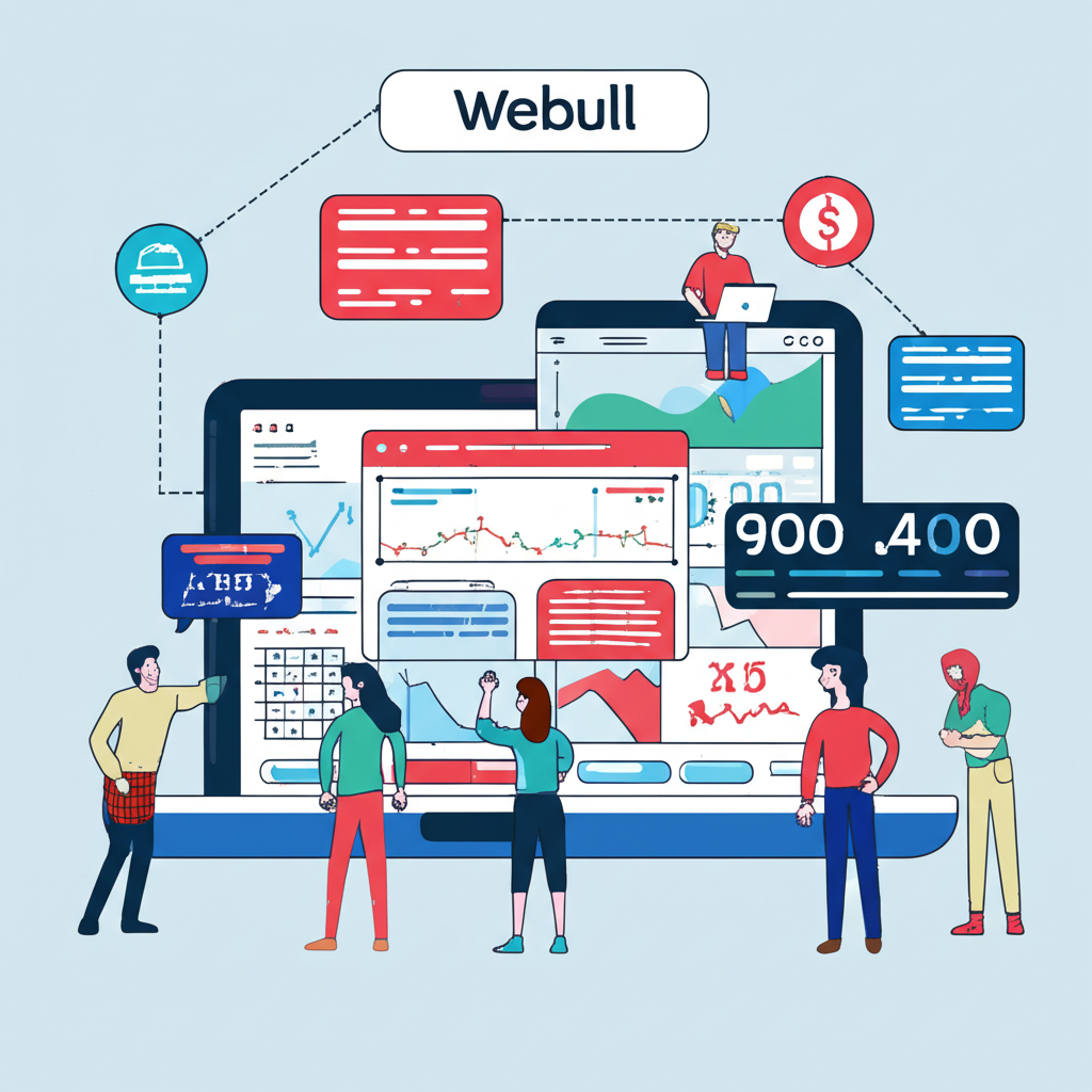 微牛 Webull 全球線上券商插圖，展示多元投資者使用現代科技參與國際市場