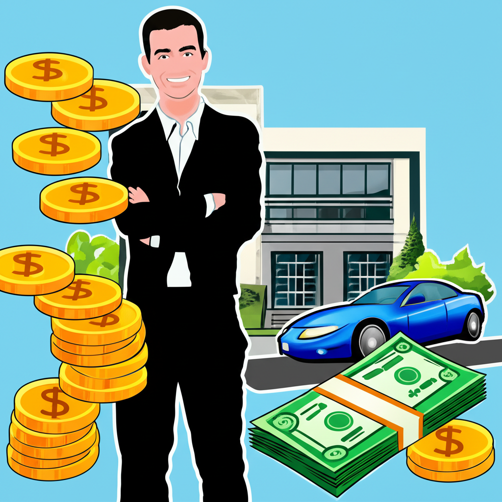 成功人士與豪宅象徵富裕家庭，呈現「rich」作為財富象徵的常見意象