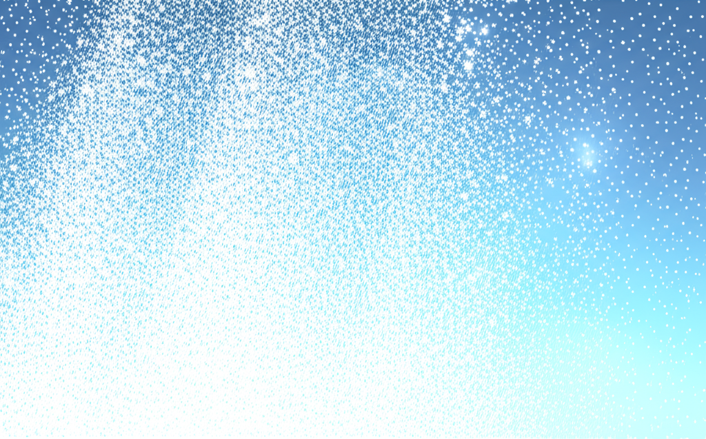 動態累積示意圖：雪花或數據點持續聚集形成更大規模的集合，展現連續成長