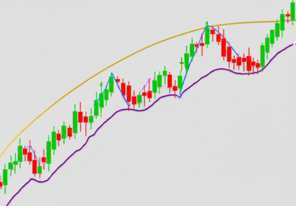 An illustration of golden cross financial market technical analysis a stock chart with two moving average lines crossing upwards symbolizing a buy signal and a trend reversal from bear to bull market dynamic and positive market sentiment