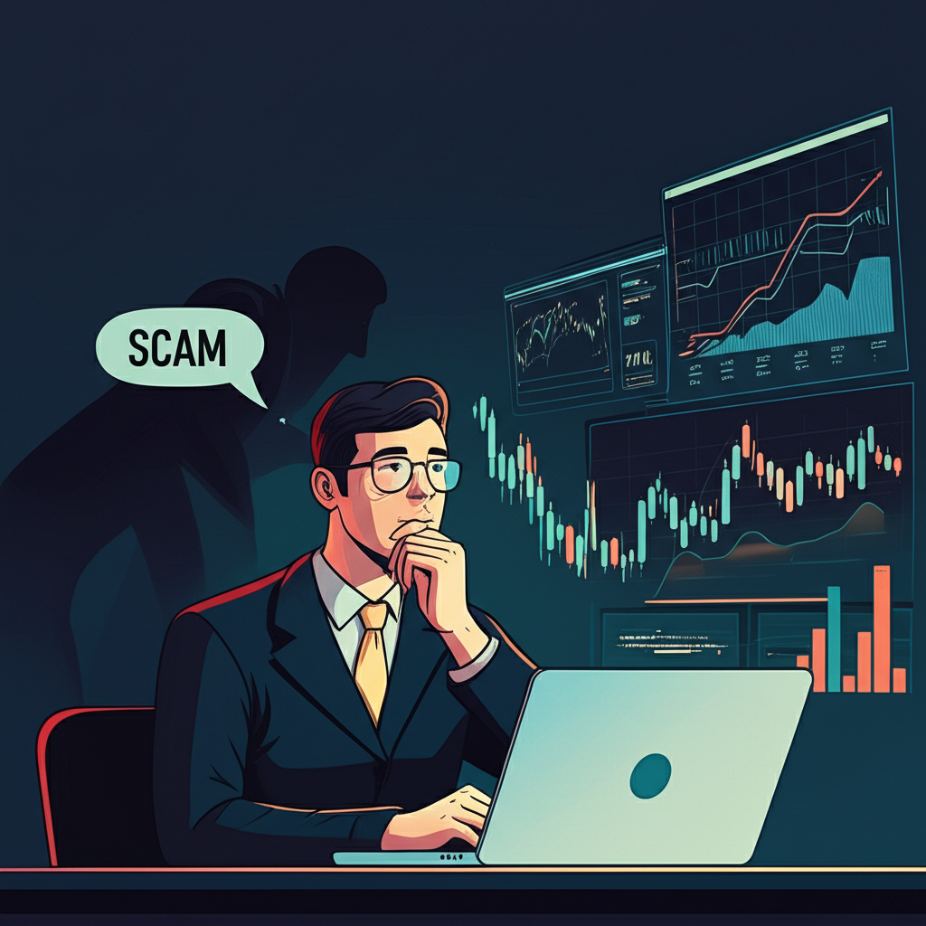 成功交易者應對 FTMO 自營交易挑戰的圖示，背景有傳聞陰影