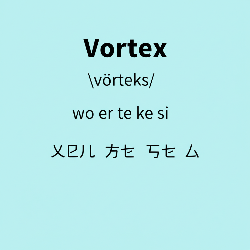 Vortex 發音與轉錄圖示，包含 IPA、拼音與注音