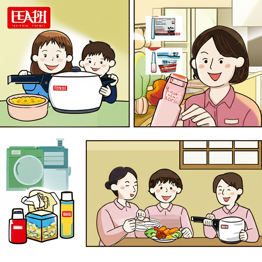台灣家庭世代使用理想牌產品，如母親手中的壓力鍋和學生背的保溫瓶，象徵耐用、安全環保的承諾與強烈情感連結