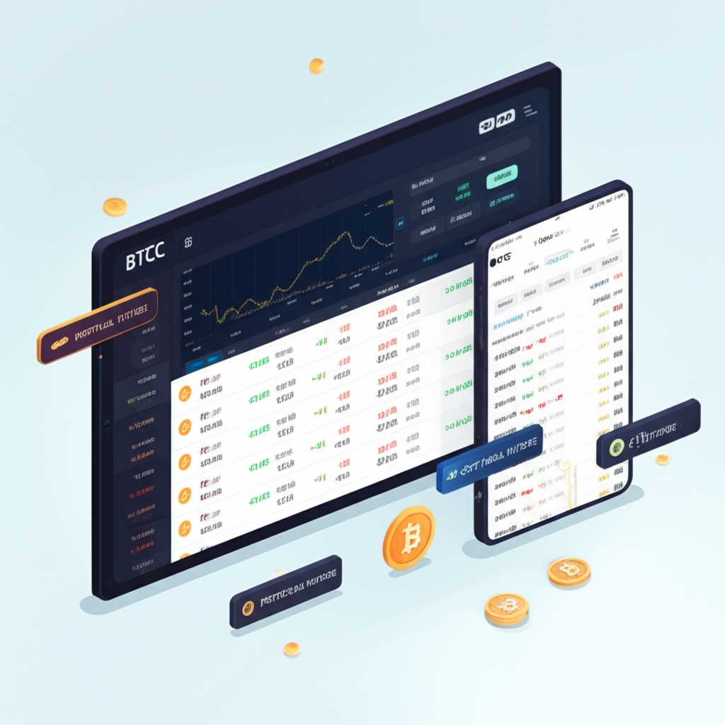 BTCC作為歷史悠久的全球加密貨幣交易所，提供永續合約和現貨交易等產品的插圖，強調安全穩定的交易環境