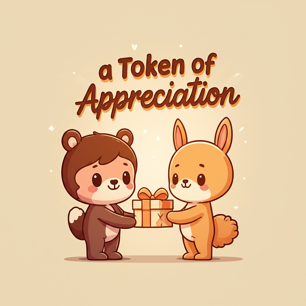 象徵感激的心意小禮物交換插圖，代表 Token 的日常象徵意義