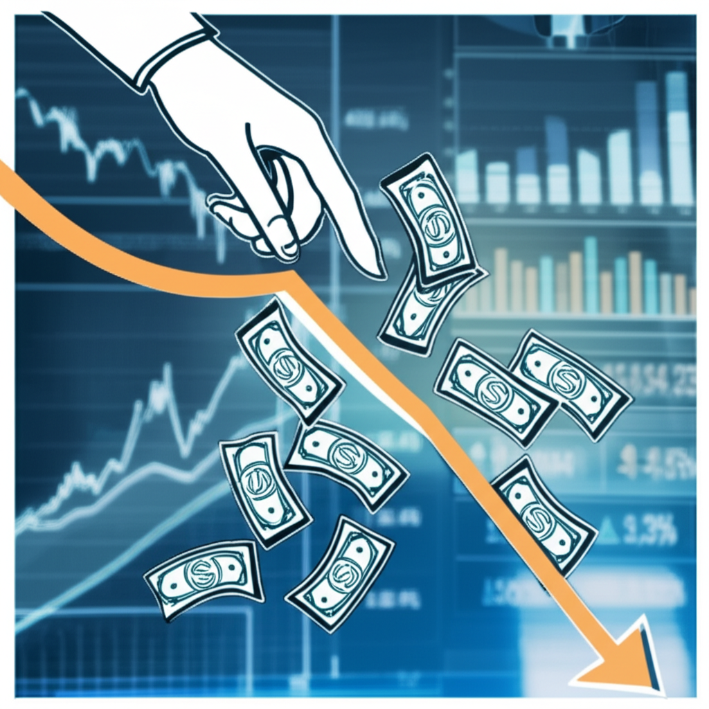 Illustration of profiting from falling stock prices in financial market