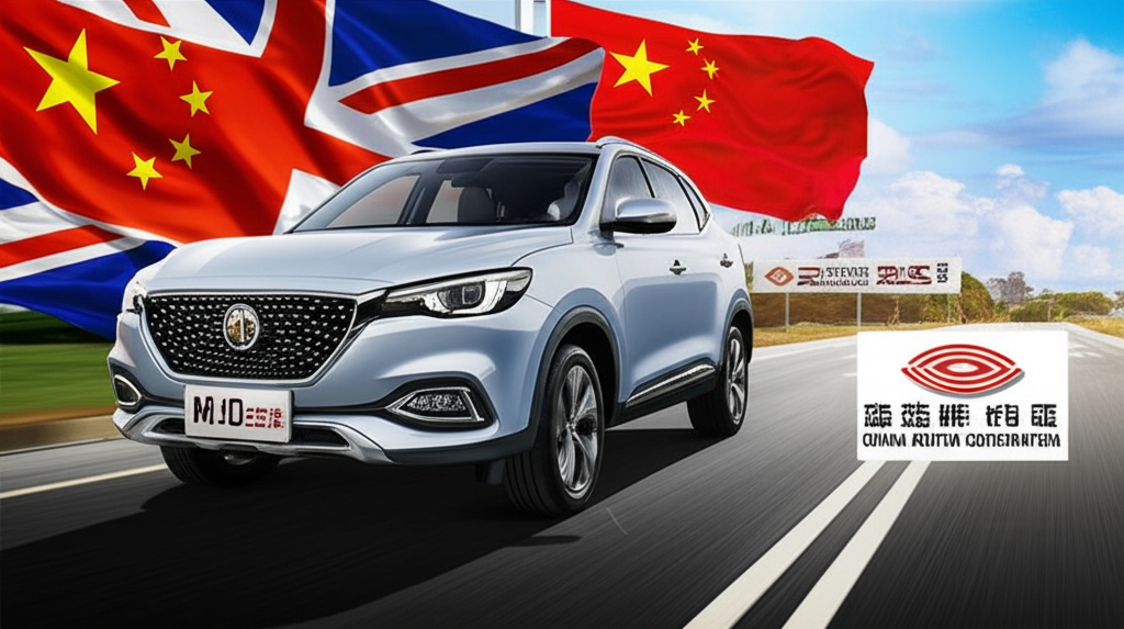 MG SUV 在台灣道路行駛,融合英國與中國元素,象徵其歷史與當前市場定位