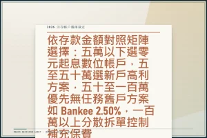 2026 台灣各家銀行活存利率比較：數位帳戶 vs 傳統銀行完整總整理