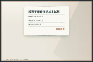 股票手續費計算機 2026：買賣成本與損益平衡一鍵試算