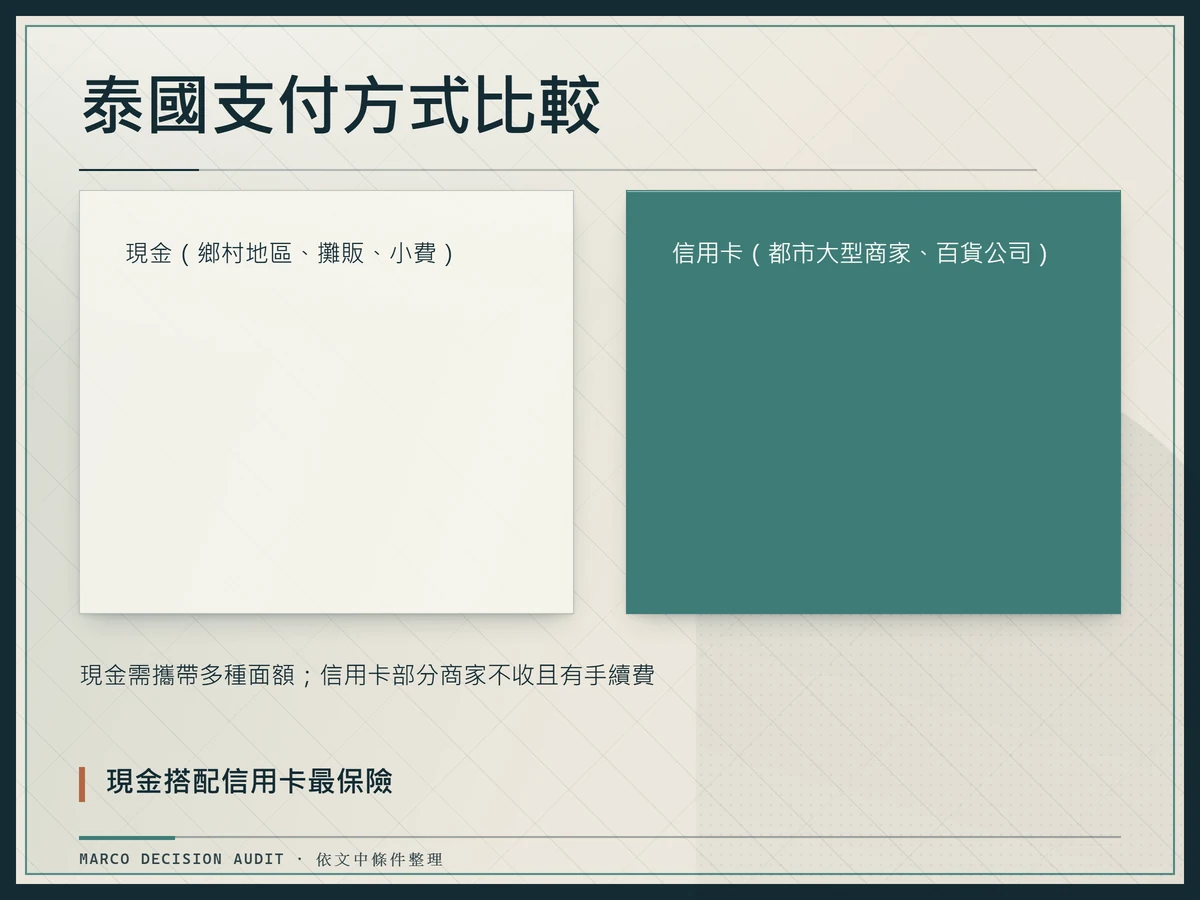 泰國支付方式比較，現金與信用卡適用場景對照