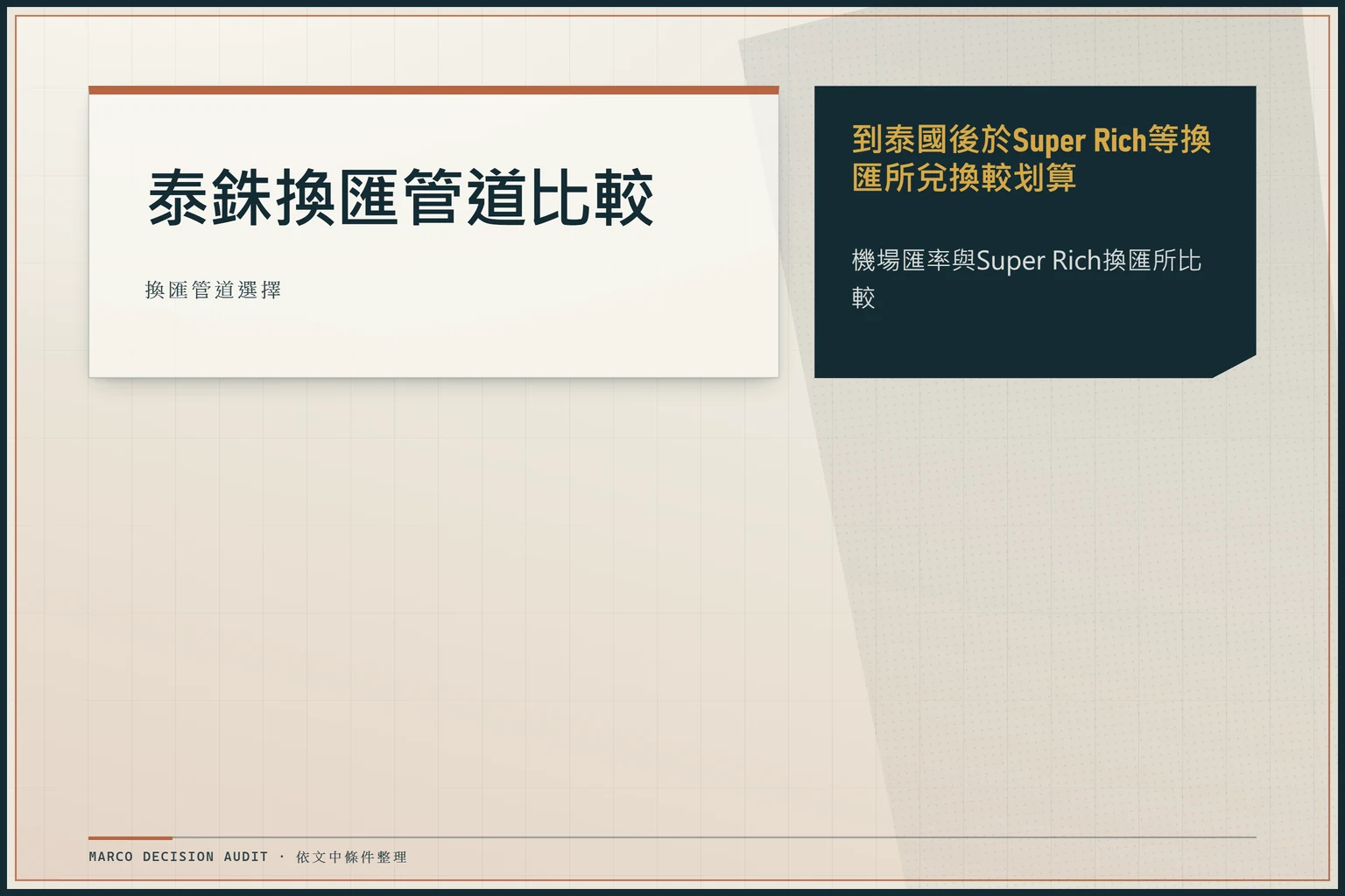 泰銖換匯管道比較，機場與Super Rich換匯所匯率對照